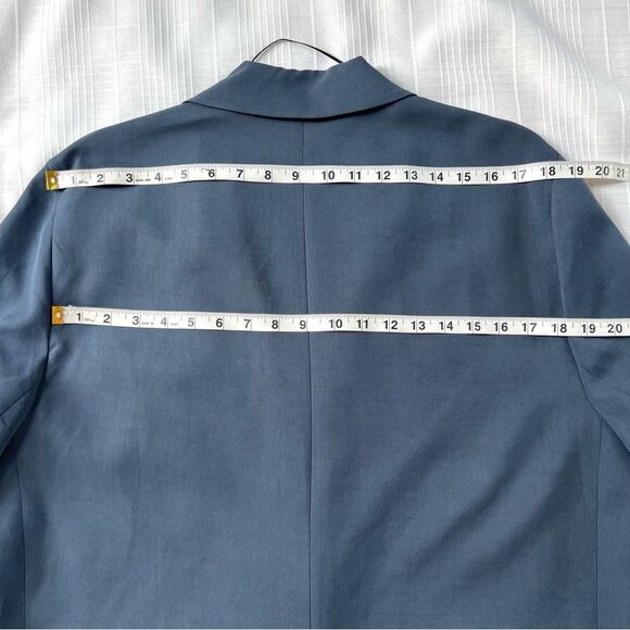 Zara Oversized Slate Blue One Button Front Faux Pocket Soft Blazer Size L - Picture 9 of 16